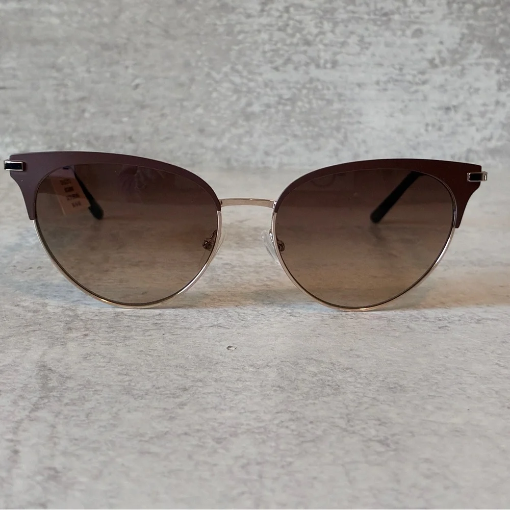 NWT Calvin Klein CK19309SG Satin Brown Cat Eye Sunglasses 55-16-140 w/Case